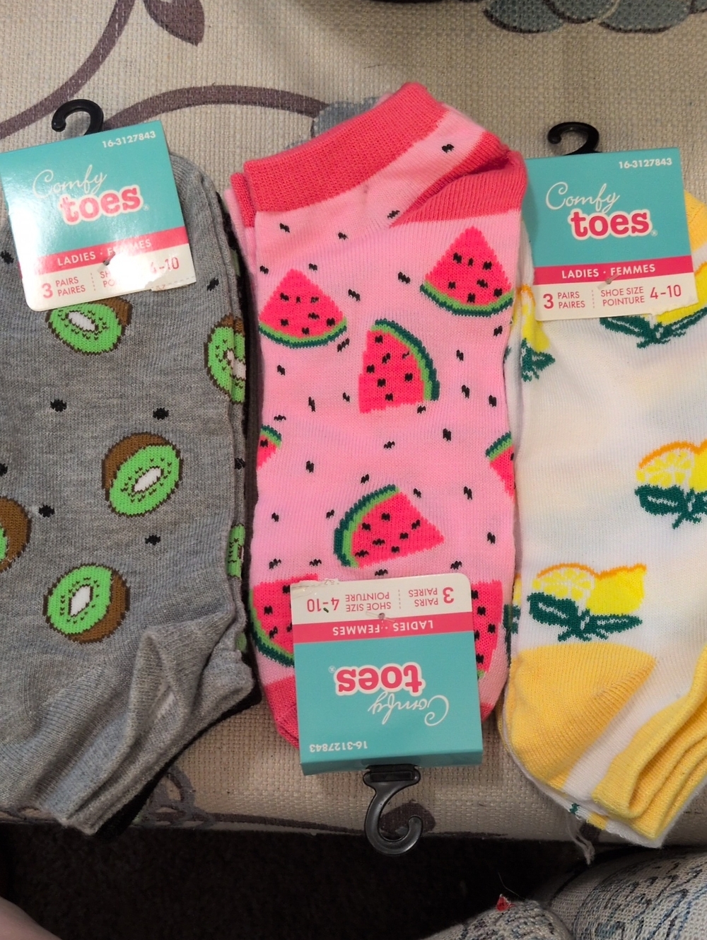 Comfy Toes Ladies Fruity Ankle Socks - 3 Pack